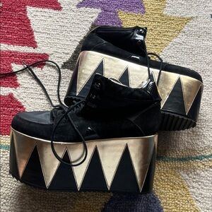 Black and Gold Platform YRU Shoes size 8.5